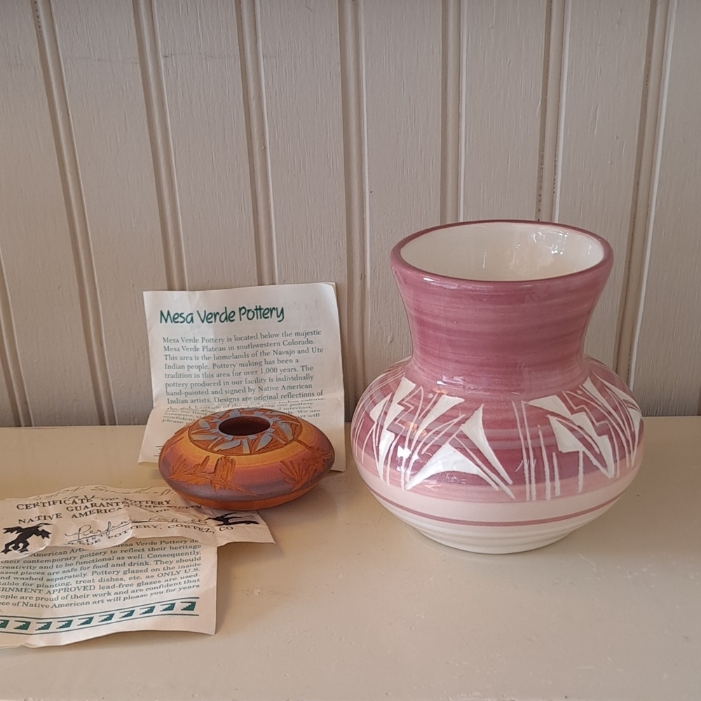 Mesa Verde Pottery Pink and Orange Vases